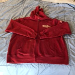 Harley Davidson burgundy zip up hooded sweatshirt